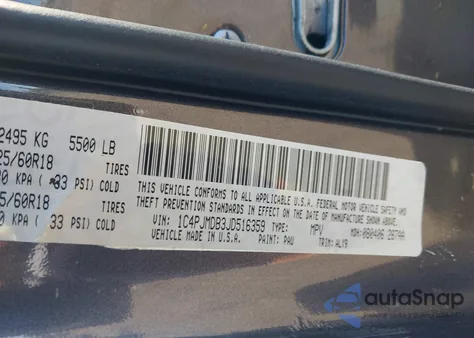 2018 Jeep Cherokee Limited 4X4 z USA, uszkodzony, nr VIN 1C4PJMDB3JD516359